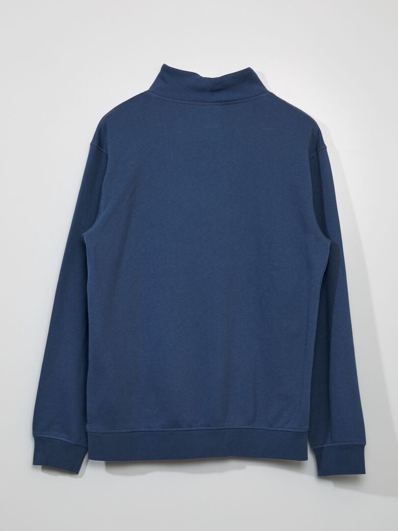 Sweatshirt met hoge hals van fleece met ritssluiting - BLAUW