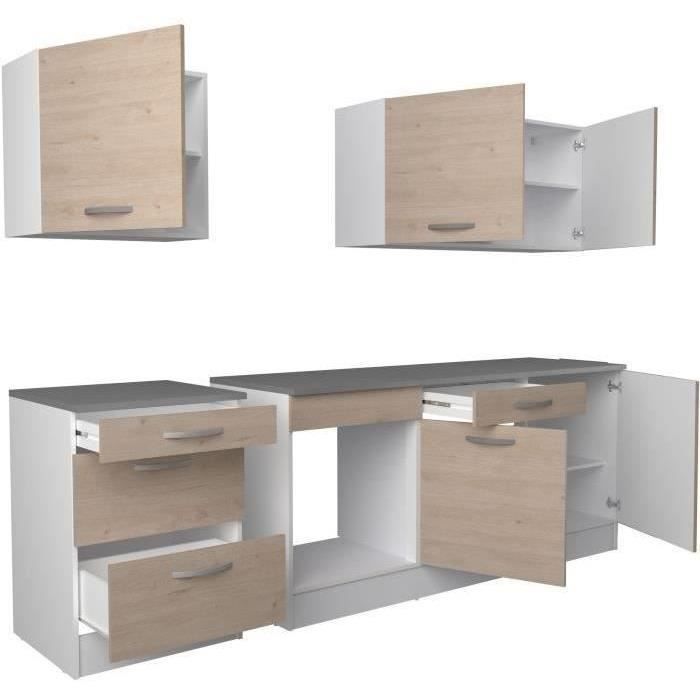 Cuisine complète OSLO - L 240cm  - Chêne - Plan de travail inclus