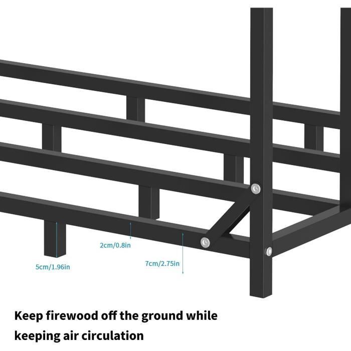 UNHO Metalen Houtopslag voor Buiten - Houtrek voor Openhaard - 176x60x156cm