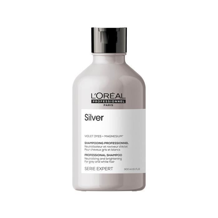 Shampoo Neutralizante L'Oréal Professionnel para Cabelos Grisalhos ou Brancos, Linha Silver Serie Expert, 300 ml