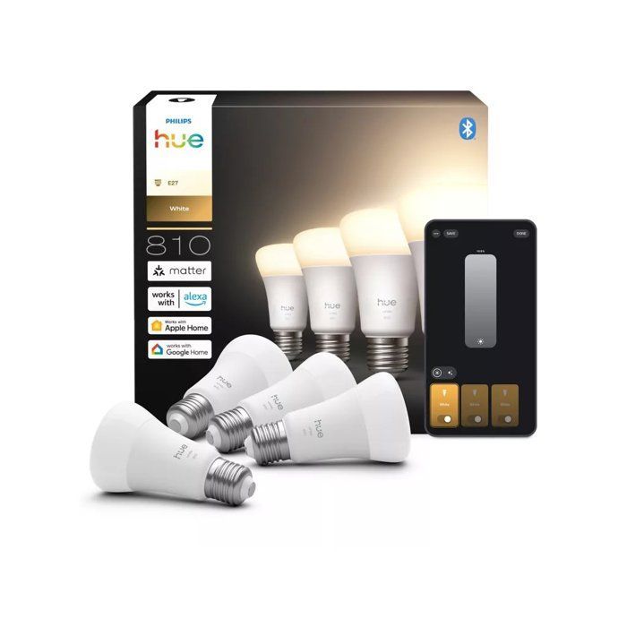 4er-Pack LED-Lampen mit Verbindungsfunktion – PHILIPS HUE – White Ambiance A60 – E27 – 810 lm – Dimmbar