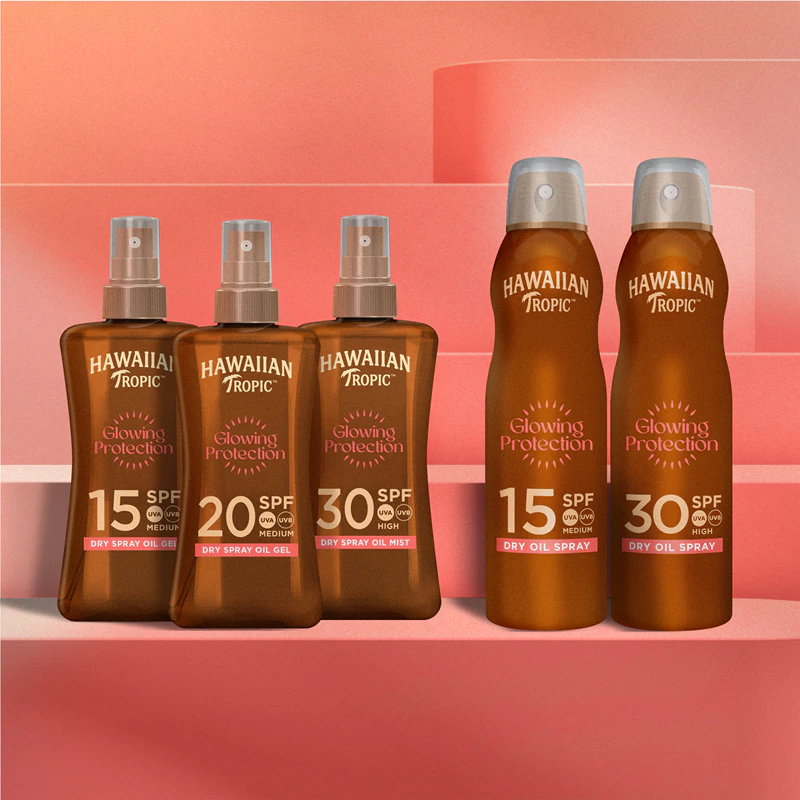 Hawaiian Tropic Glowing Protection -kuivaöljysuihke SPF 15