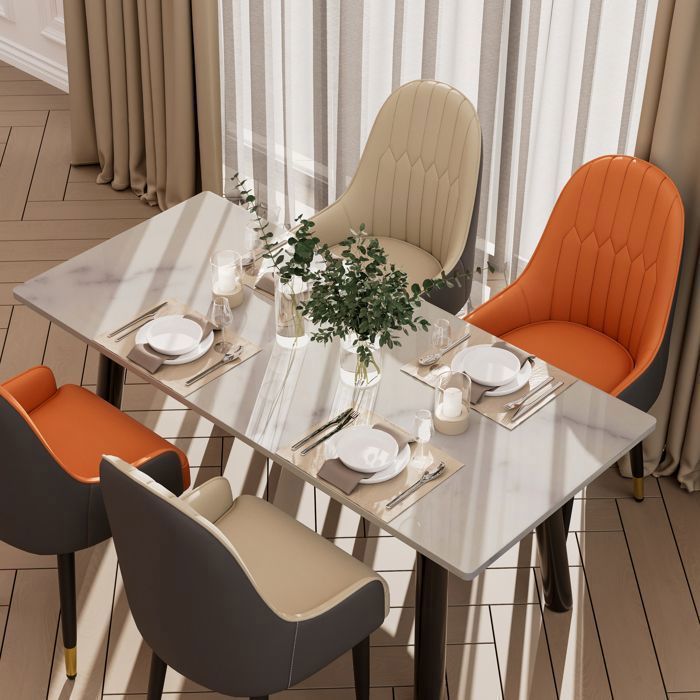 Chaises de Salle à Manger Lot de 2 Chaise de Cuisine Confortable Fauteuil de Table à Manger en Cuir 52x49x90cm