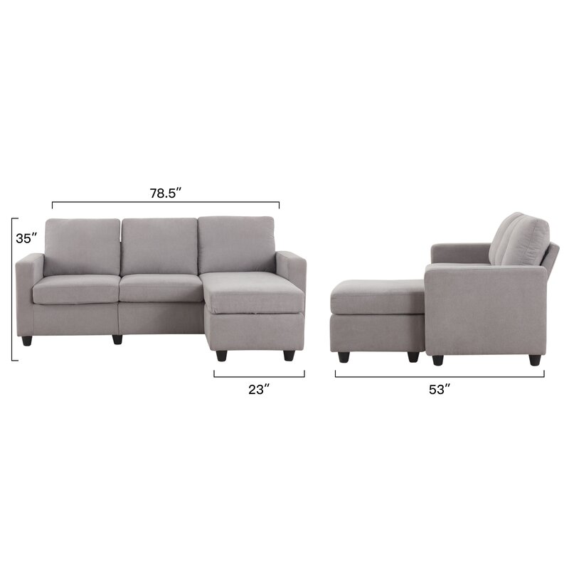 Campbelltown 78,5′ bred vendbar sofa og sjeselong med fotskammel