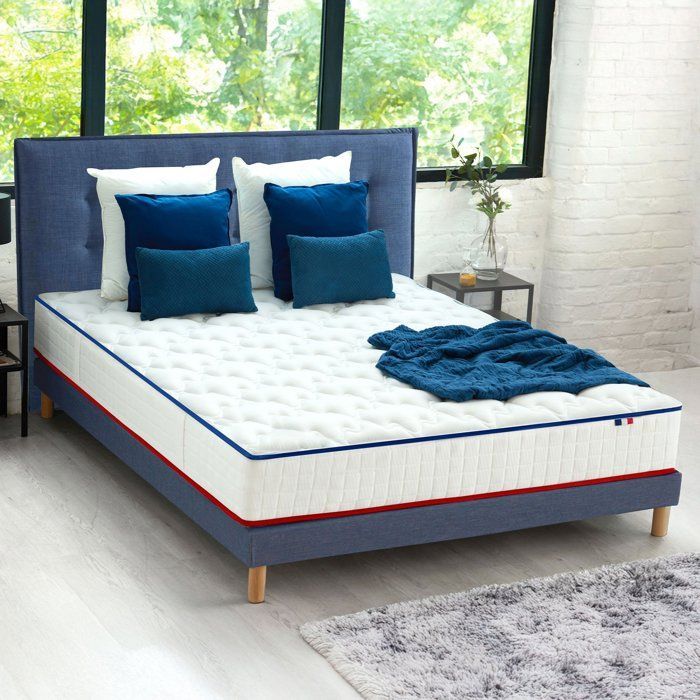 CONFORT DESIGN Amboise Mattress and bed base set 160 x 200 cm - 20 cm thick - Pocket springs - 25 kg/m³ foam - Made in France