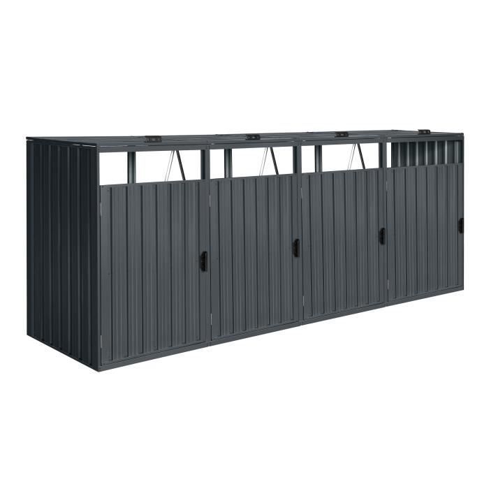 Caja metálica para contenedores - AXI - Owen - Antracita - Resistente a la intemperie - 4 contenedores