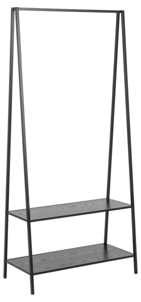 WIESZAK NA UBRANIA Seaford czarny z metalu i mdf Z 2 PÓŁKAMI