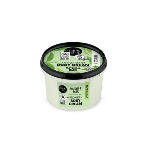 „Organic Shop“ antioksidacinis kūno kremas su mača ir bazilikais, 250 ml