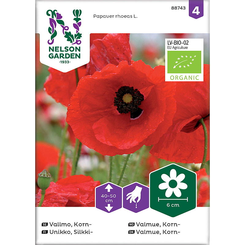 Nelson Garden Seeds valmuefrø, økologiske