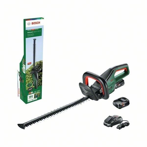 Cortasetos Bosch UniversalHedgeCut 18V-55 (hoja de 55 cm de longitud, se entrega en una caja de cartón) + baterías y cargador