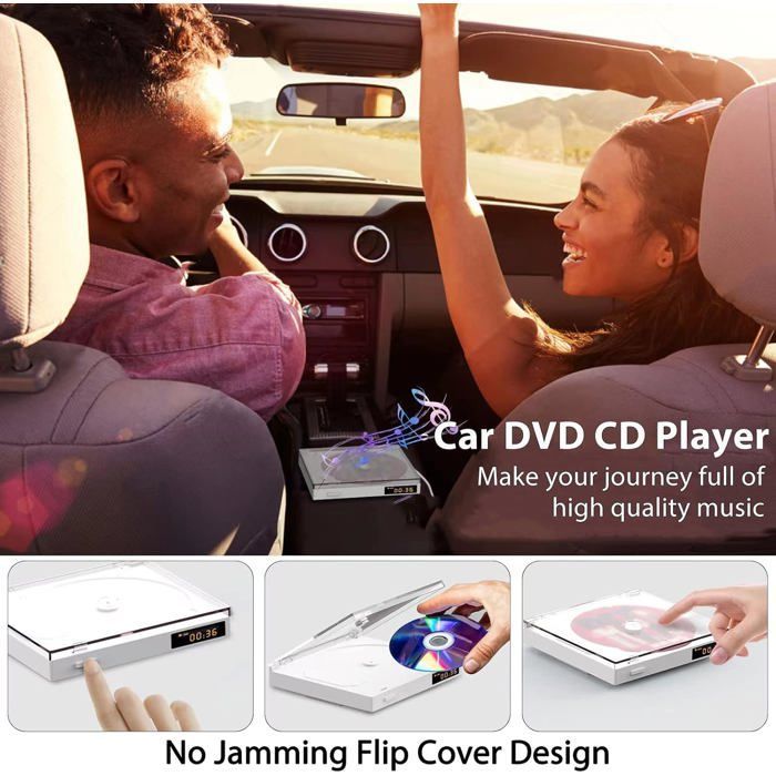 Mini Lecteur DVD pour TV, 1080P Compact Lecteur DVD Multizone avec Port HDMI/AV Sortie, NTSC/PAL, Portable Lecteur CD Player