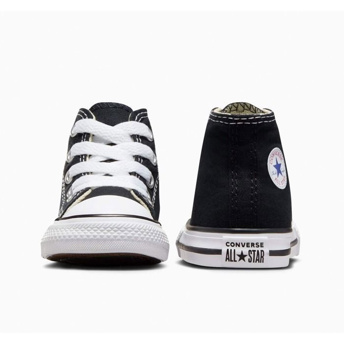 Converse Chuck Taylor All Star - Sneaker alta unisex per neonati, nera, in tessuto, con lacci