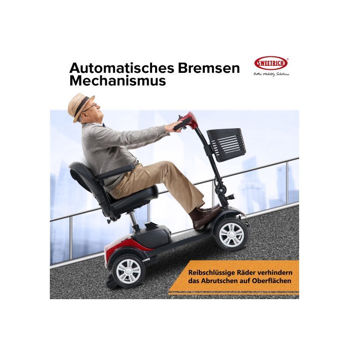 Scooter eléctrico de 4 ruedas, motor de 300 W, asiento giratorio de 360°, autonomía de 25 km, batería de plomo-ácido extraíble de 12 Ah, movilidad para personas con movilidad reducida y personas mayores.