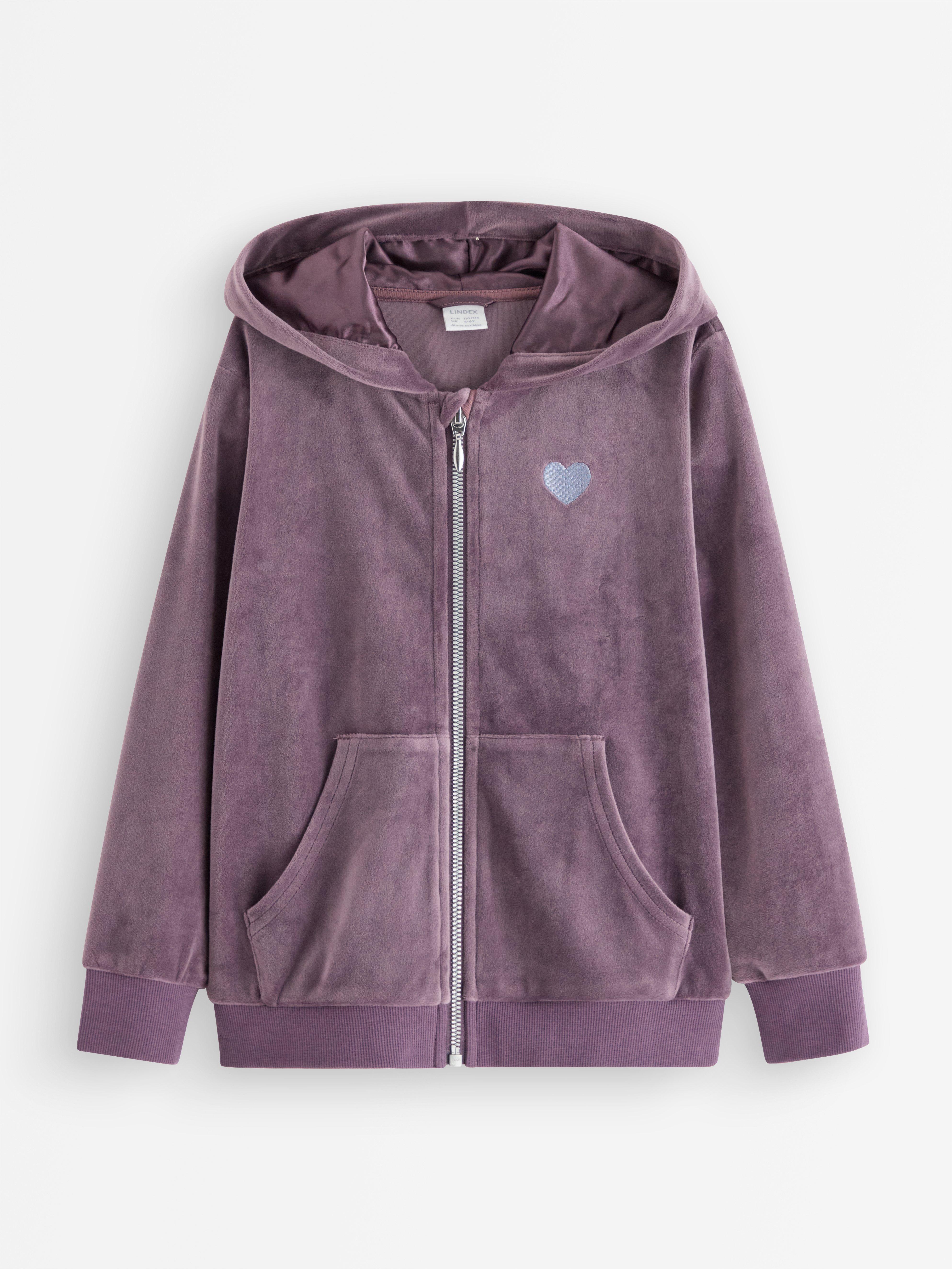 Sudadera con capucha de terciopelo color lila claro empolvado
