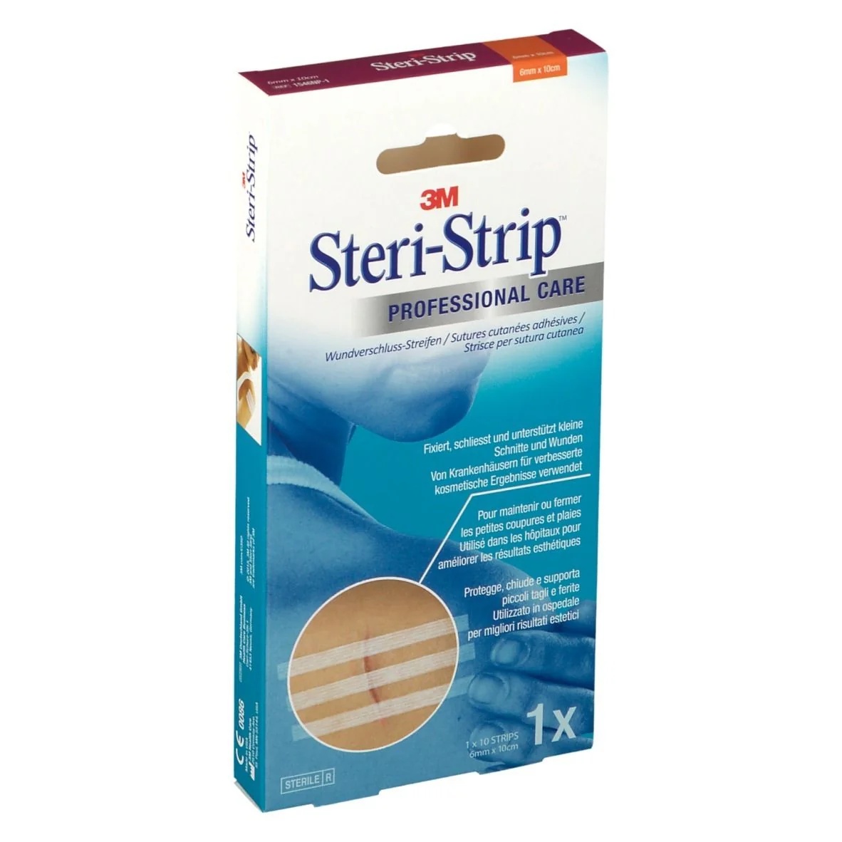 Apósitos estériles 3M Steristrip para suturar pequeñas heridas, 6x100 mm, 10 unidades.