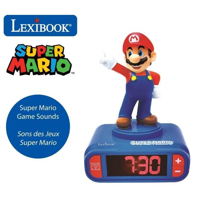 LEXIBOOK Digitaler Wecker mit Nachtlicht – Super Mario – 3D-Licht und -Sound – Blau und Rot – Kinder