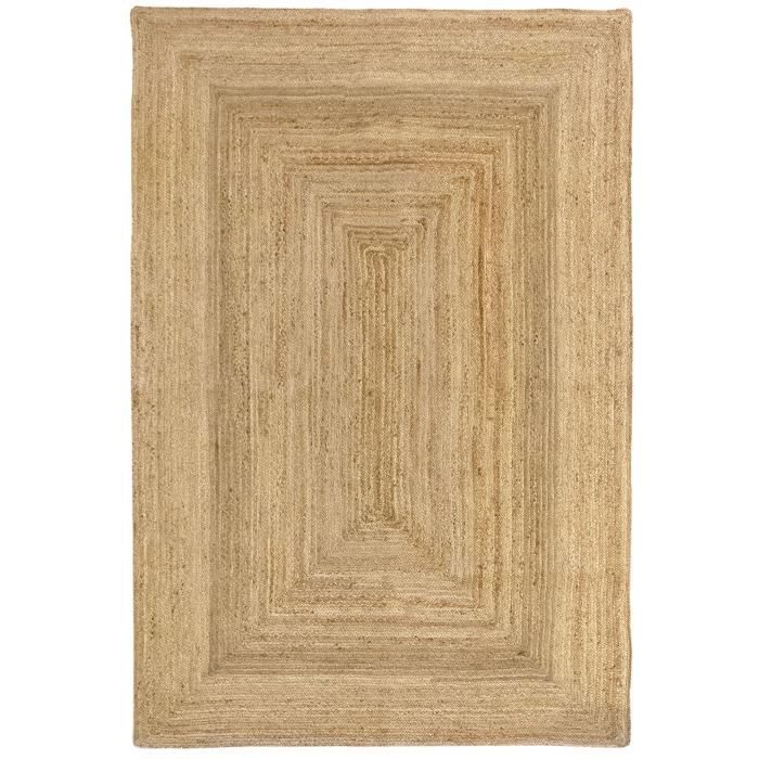 Tapis de salon et chambre HAMID - Tapis Jute Alhambra - 100% Fibre de Jute Naturelle - Tissé à la Main - Tapis 200 x 250 cm
