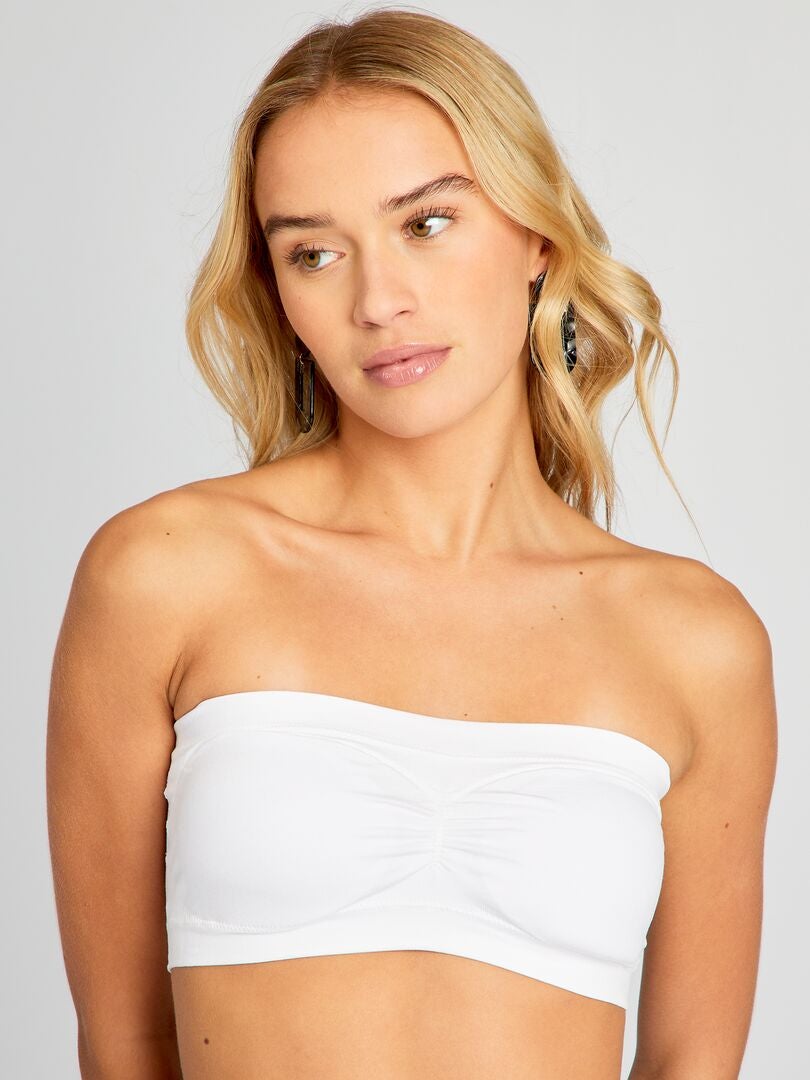 Sujetador tipo bandeau con copas extraíbles - blanco