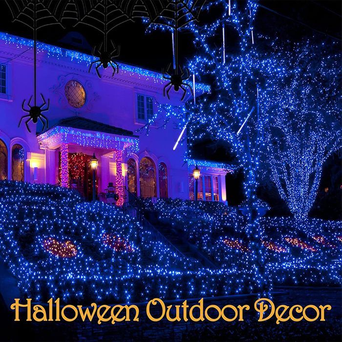 Outdoor Christmas String Lights with Plug, Blue, IP44, 20m, 200 LEDs, Memory/Timer, 8 Modes, For Garden/Wedding/Parties
