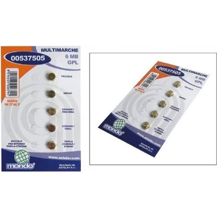 SET DI INIETTORI DI BUTANO UNIVERSALI, DIAMETRO 6 MM, PASSO FINE, PER VARIE MARCHE DI FORNELLI * 6864185 DIVER