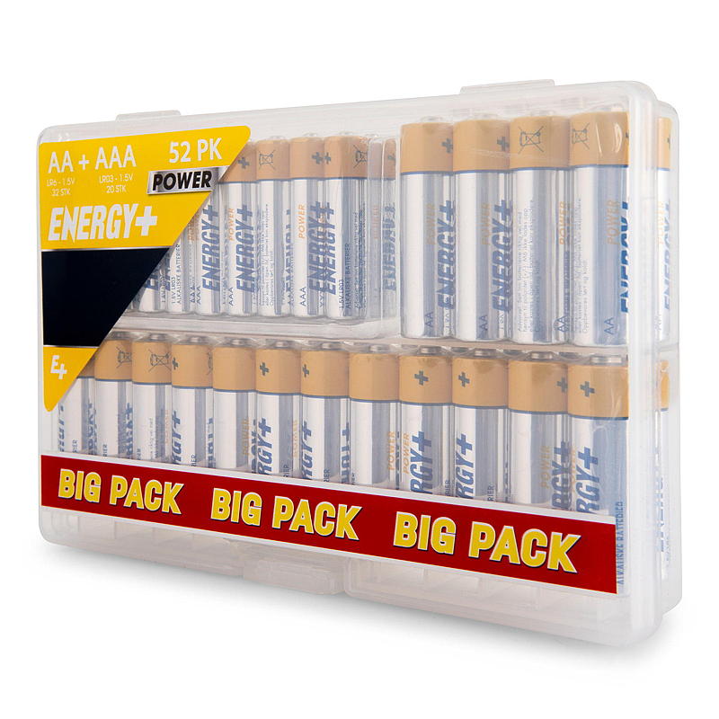 Batterie energetiche AA/AAA, confezione da 52 pezzi, Power Energy