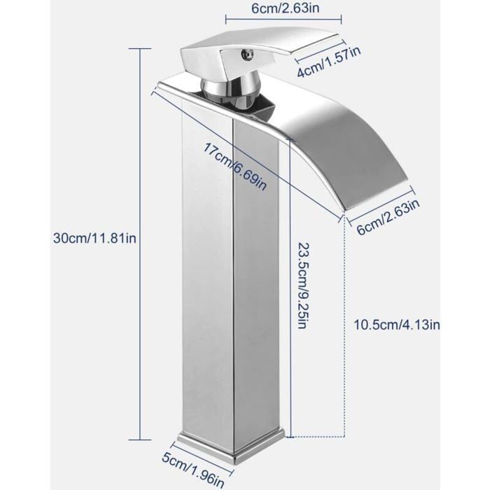 Rubinetto per bagno - YYV - A cascata - Cromato - Monoforo - Design elegante
