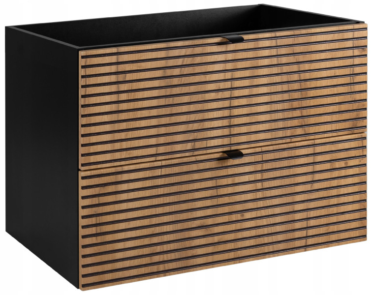 LOFT Szafka łazienkowa 80 czarna/dąb craft złoty
