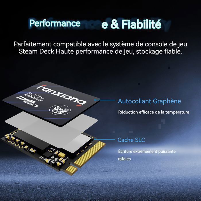 Fanxiang S700 Disque Dur SSD 1 To M2 2230 NVMe PCIe4.0 Pour Steam Deck