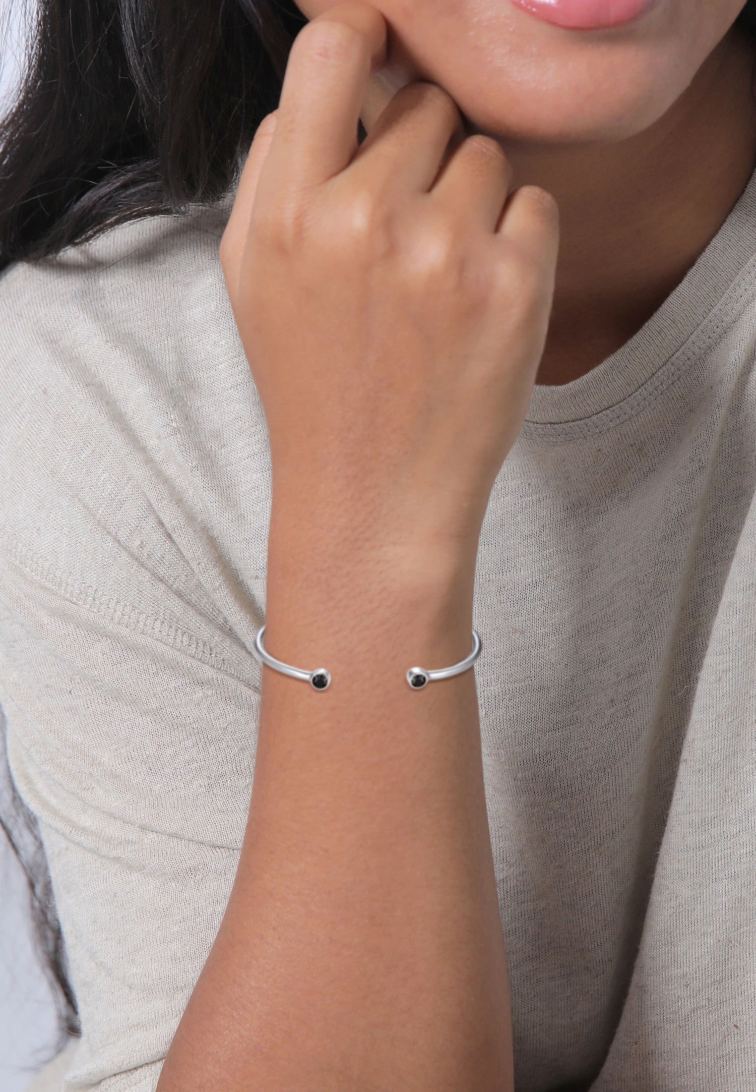 Elli Femmes anneau de bras géo minimaliste avec cristaux en argent sterling 925