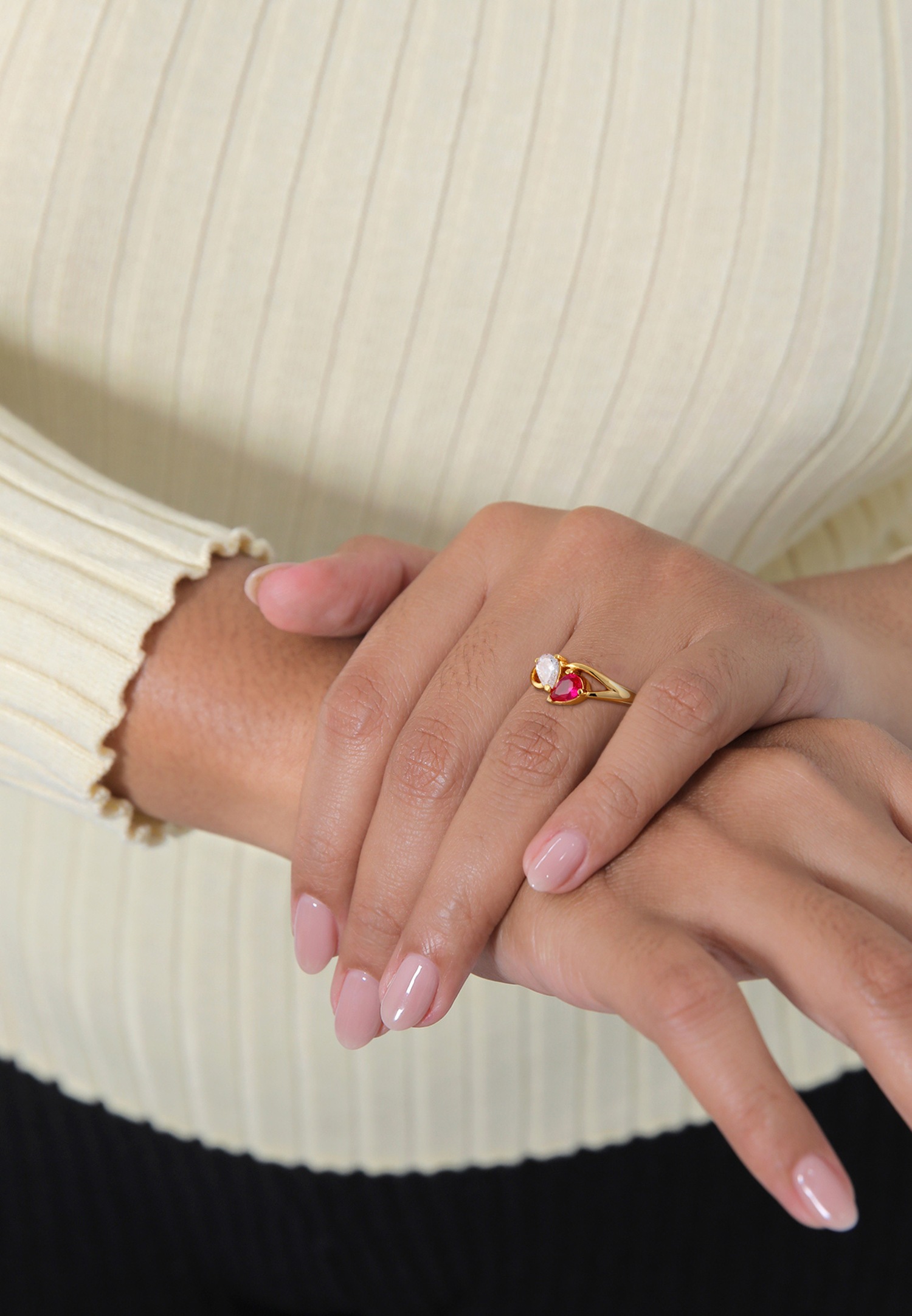 Elli Femmes Bague de fiançailles Infinité avec zirconium et rubis synthétique en argent sterling 925