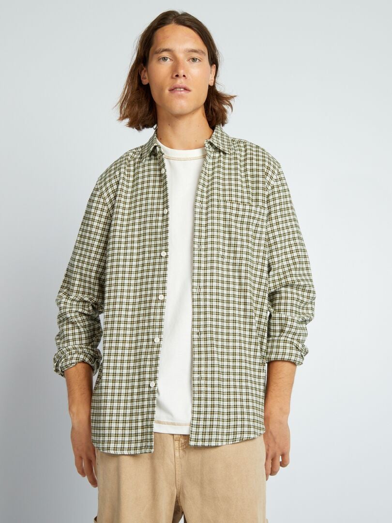Camisa de flanela xadrez - cáqui
