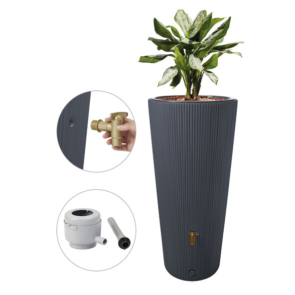 Vaso regenwatertank inclusief accessoires, 220 liter, grafietgrijs