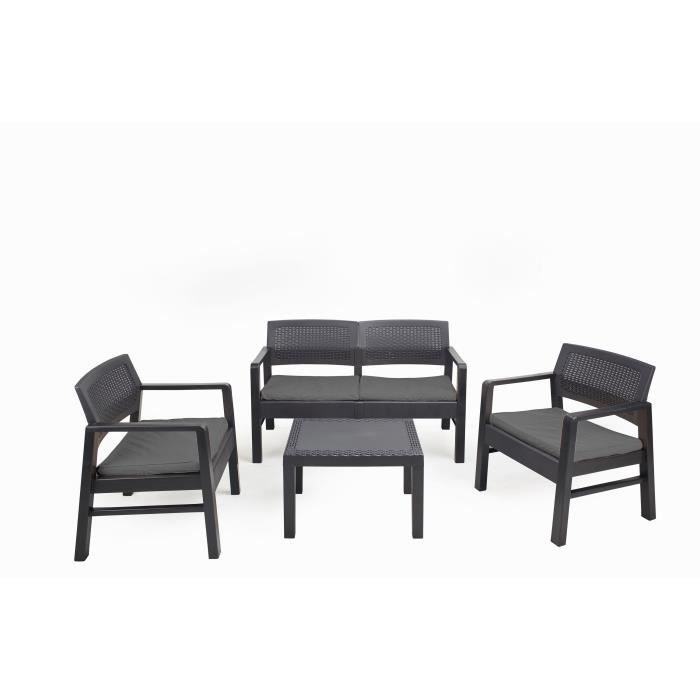 Low garden lounge set - Polypropylene - 4 people - Grey - KILIMANJARO