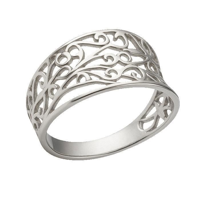 Anillo de plata de ley 925 para mujer: elegante y atemporal, con diseño calado y motivos vegetales. Joyería delicada y refinada.