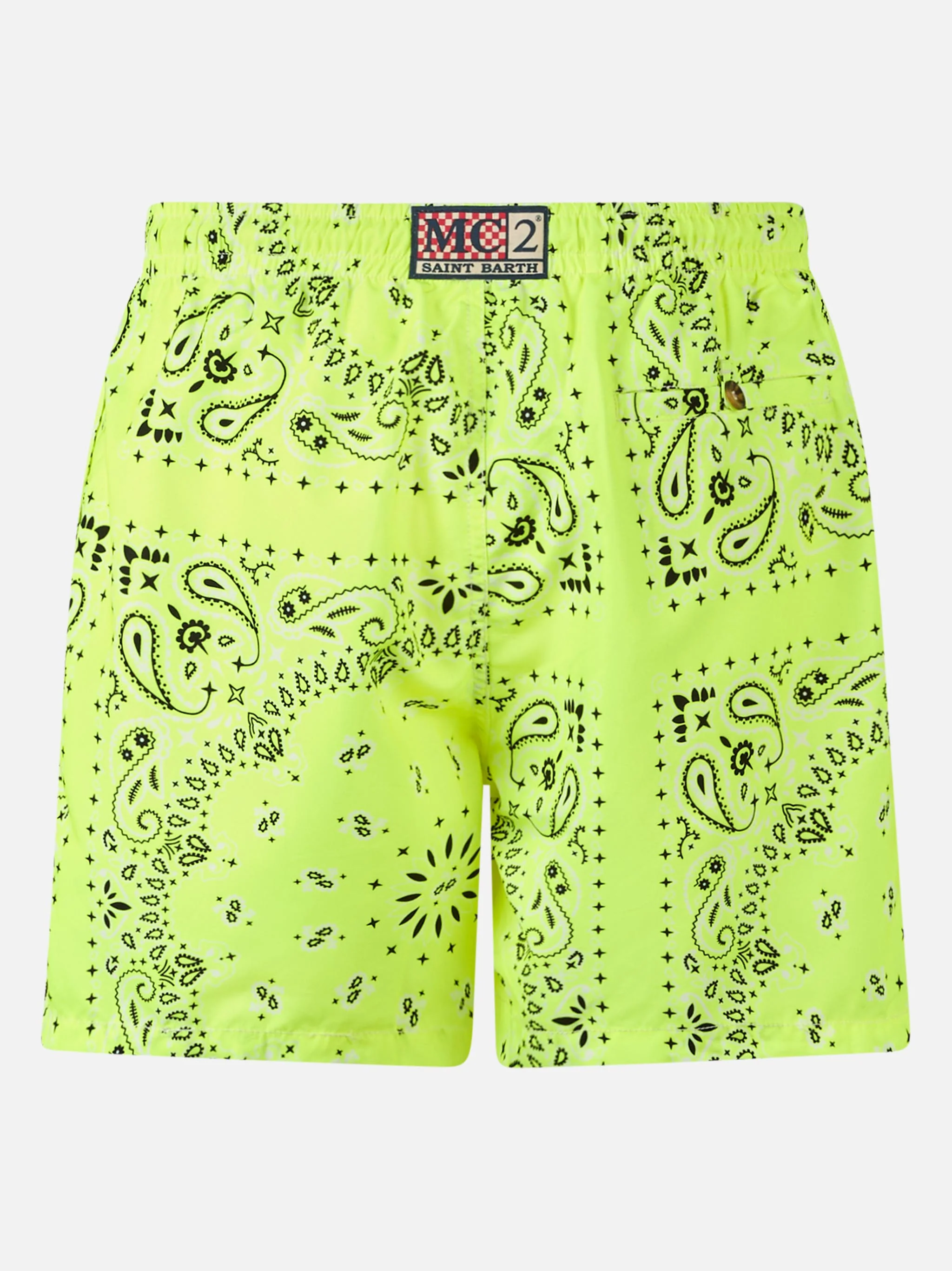 Herenzwempak met neongele bandana-print