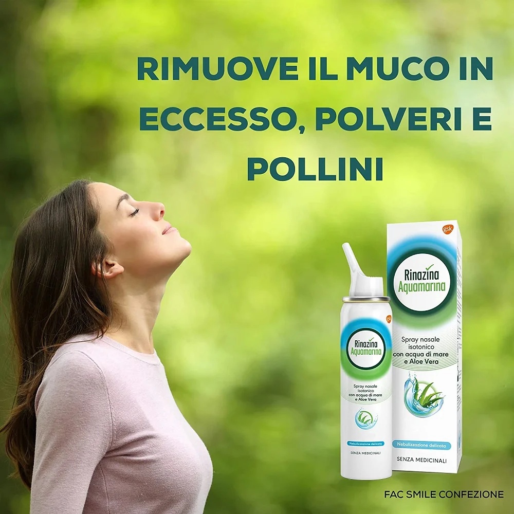 RINAZINA Rinazina Aquamarina espray nasal isotónico con aloe vera 100 ml higiene nasal