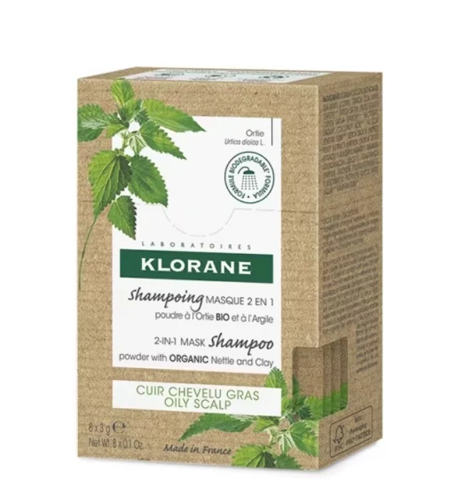 KLORANE Klorane 2-in-1 shampoo, masker en exfoliërende poeder met galangal voor vet haar