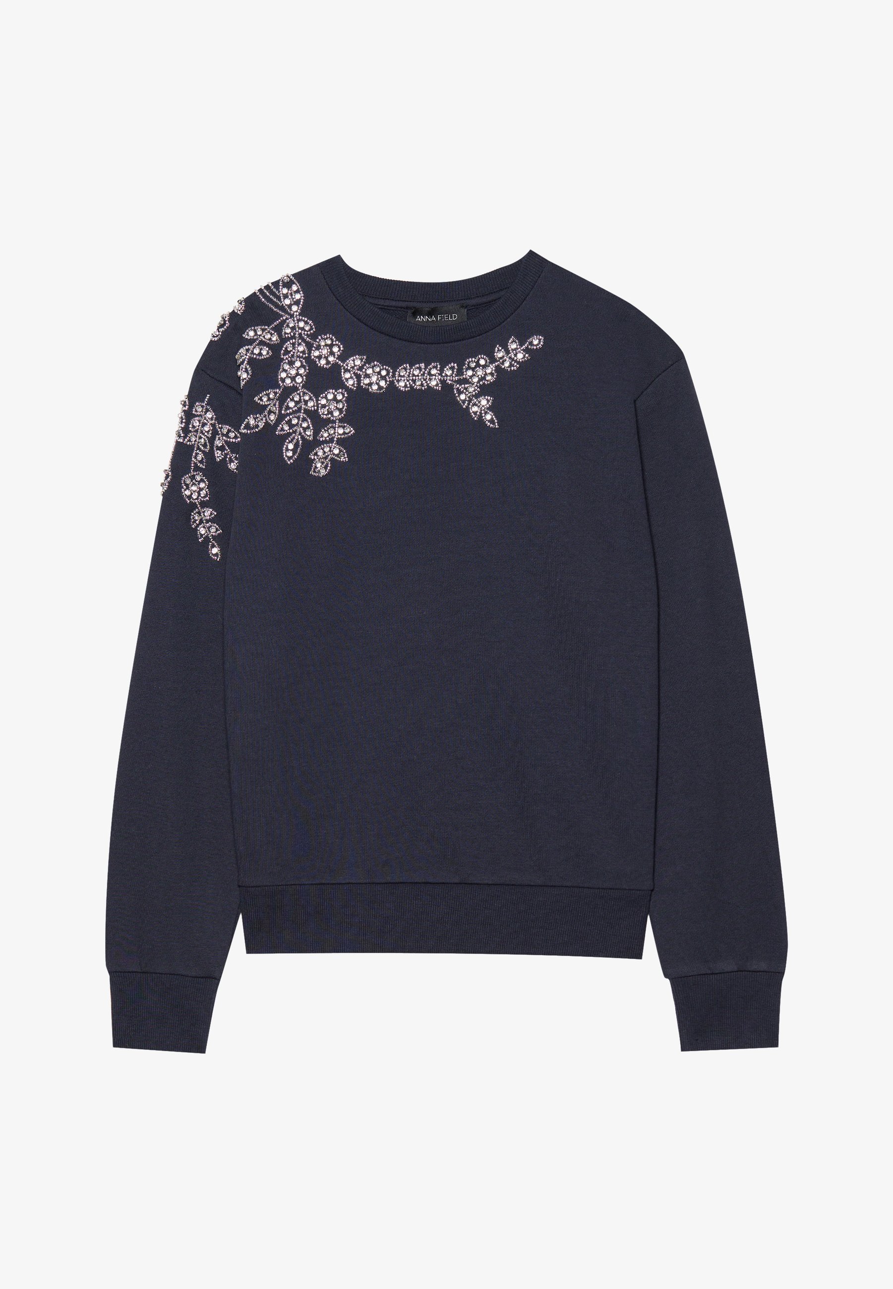 Pull Anna Field à fleurs et strass - Sweat-shirt - bleu foncé