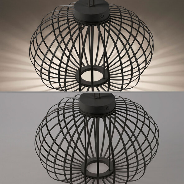 Korga LED-tafel- en vloerlamp op batterijen, zwart, ⌀ 46 cm