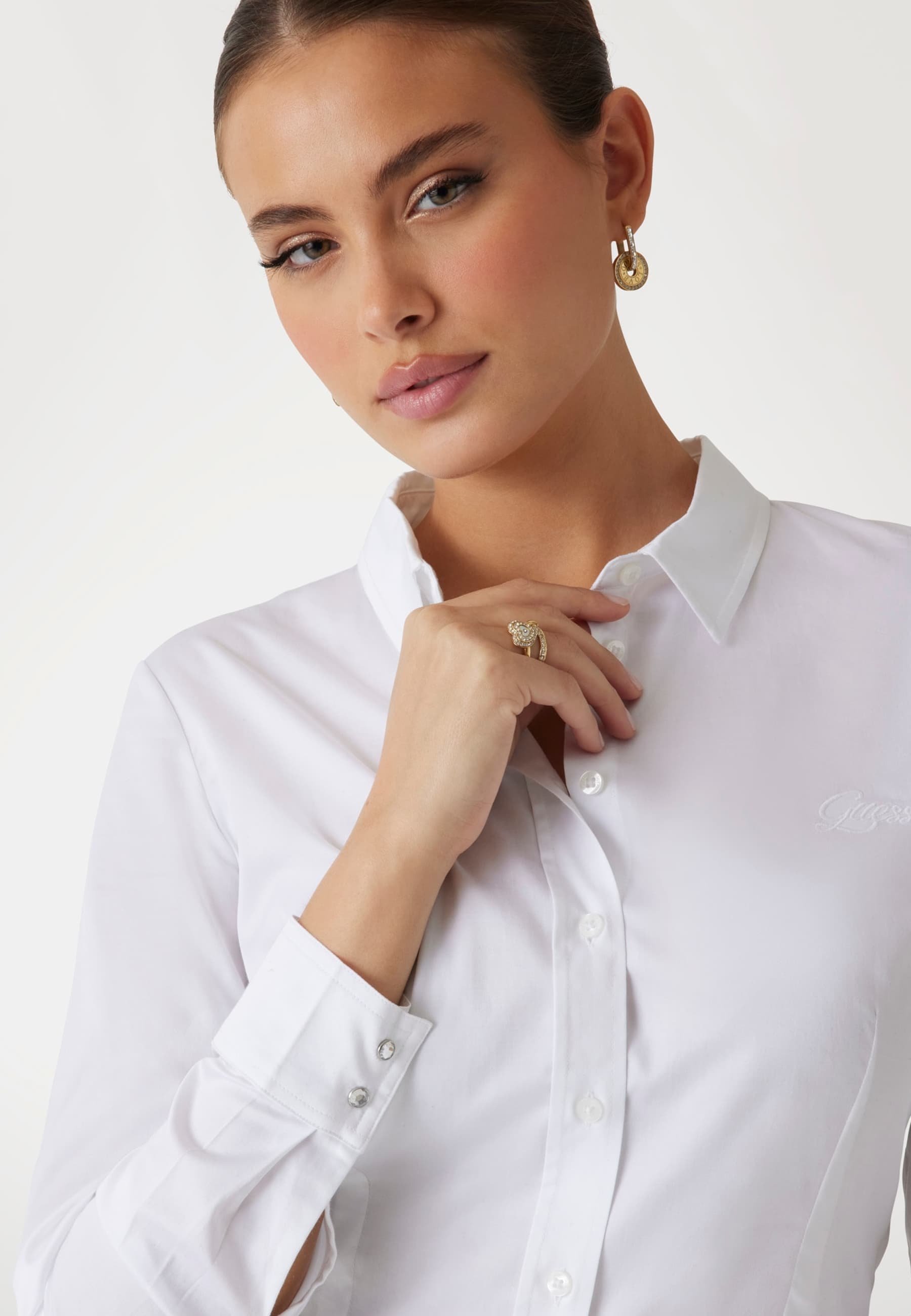 Guess KLASSISCHES SLIM FIT - Button-down blouse - white