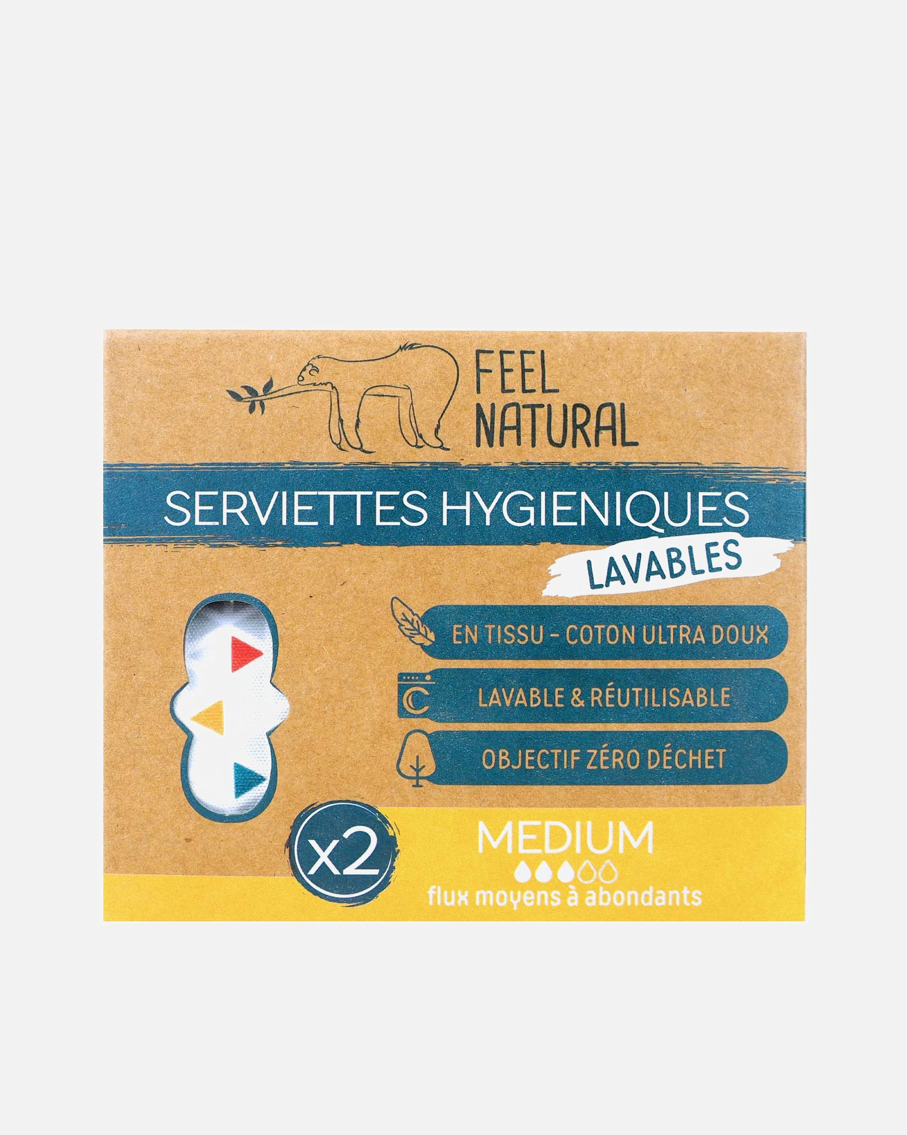 Feel Natural Lot de 3 serviettes Hygiéniques lavables