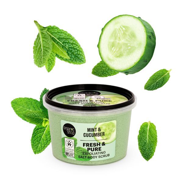 „Organic Shop“ šveičiamasis kūno šveitiklis su mėtomis ir agurkais, 250 ml