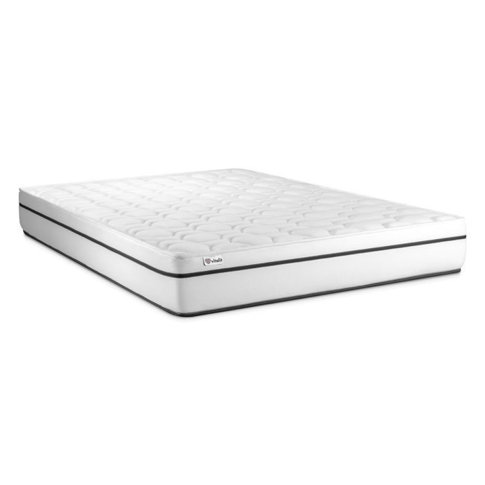 Juego de cama completo: colchón de 140x200 cm + somier de láminas (requiere montaje) + 2 almohadas + edredón - Vital Spa Grey