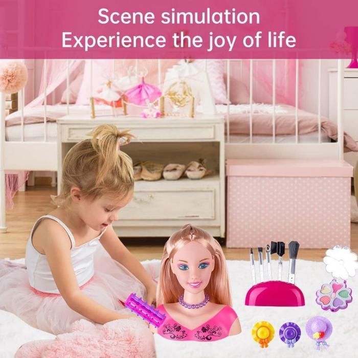 Set de 45 piezas para peinar, muñeca de maquillaje y estilismo para niñas de 3 años en adelante.