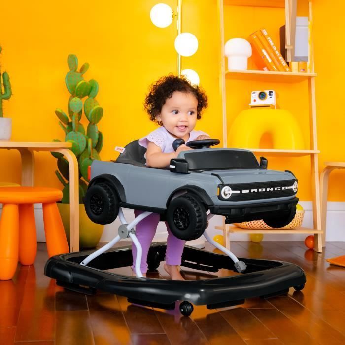 BRIGHT STARTS Trotteur et pousseur Voiture Ford Bronco 4-en-1, jouet de volant interactif et amovible, cadeau bébé 6M+