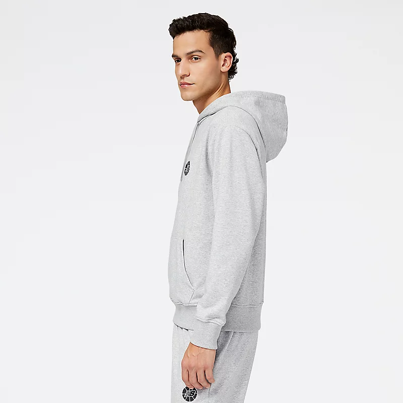 NB Hoops Essentials Fundamental kapucnis pulóver férfiaknak – szürke