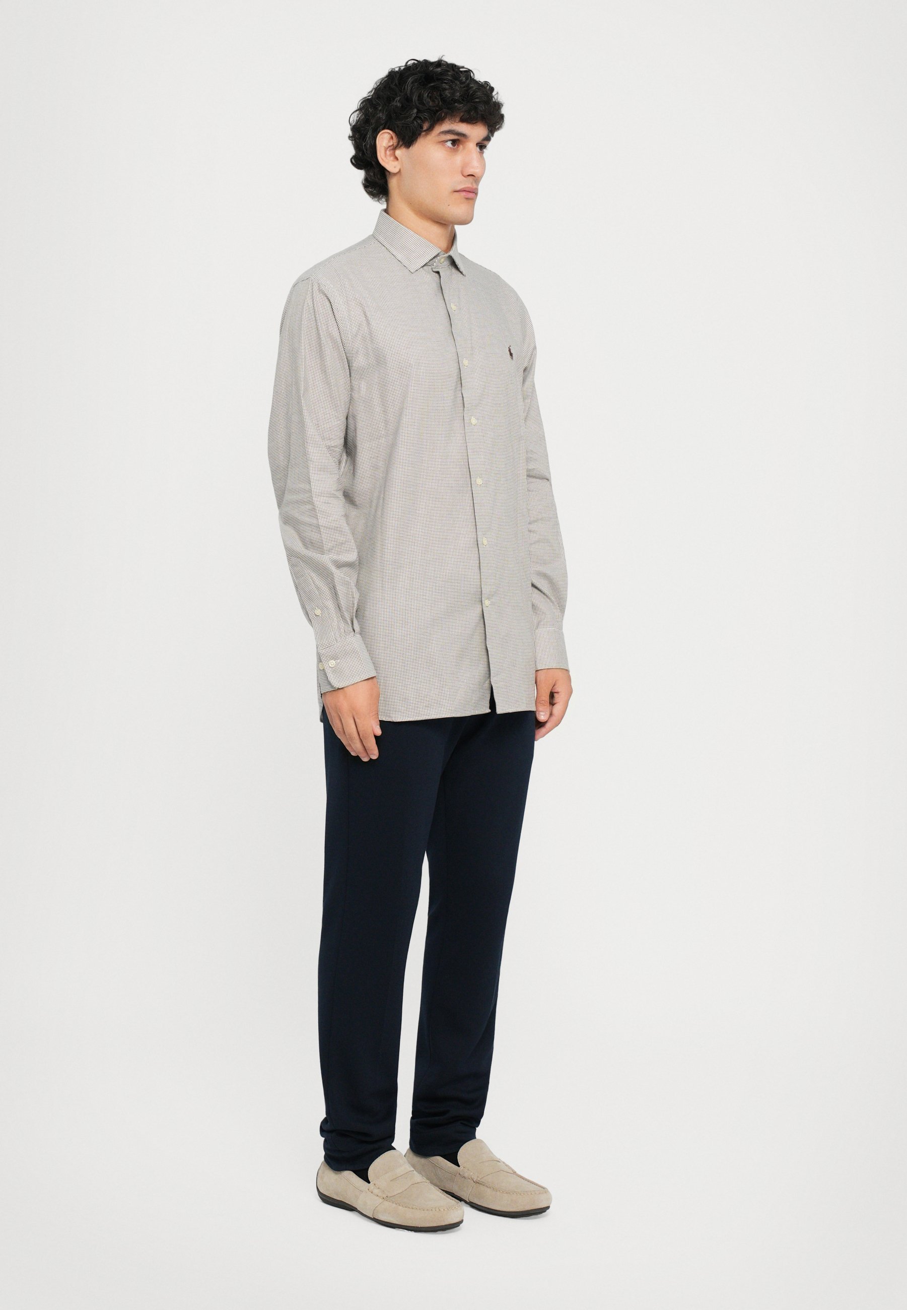 KOŠILE S LONG SLEEVE - Košile - white/chocolate brown Polo Ralph Lauren