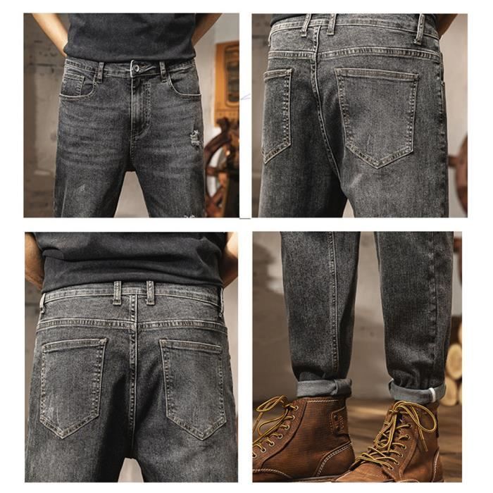 Jeans da uomo a gamba dritta, elasticizzati, morbidi e comodi, vestibilità regolare - Neri - INSFITY