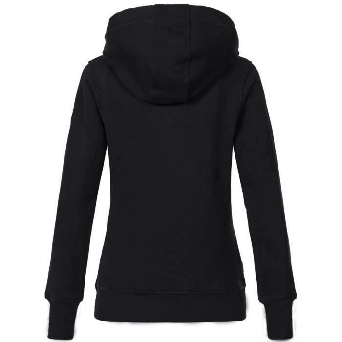 Sudadera para mujer - FUNMOON - Manga larga - Con capucha - Negra - Tallas grandes