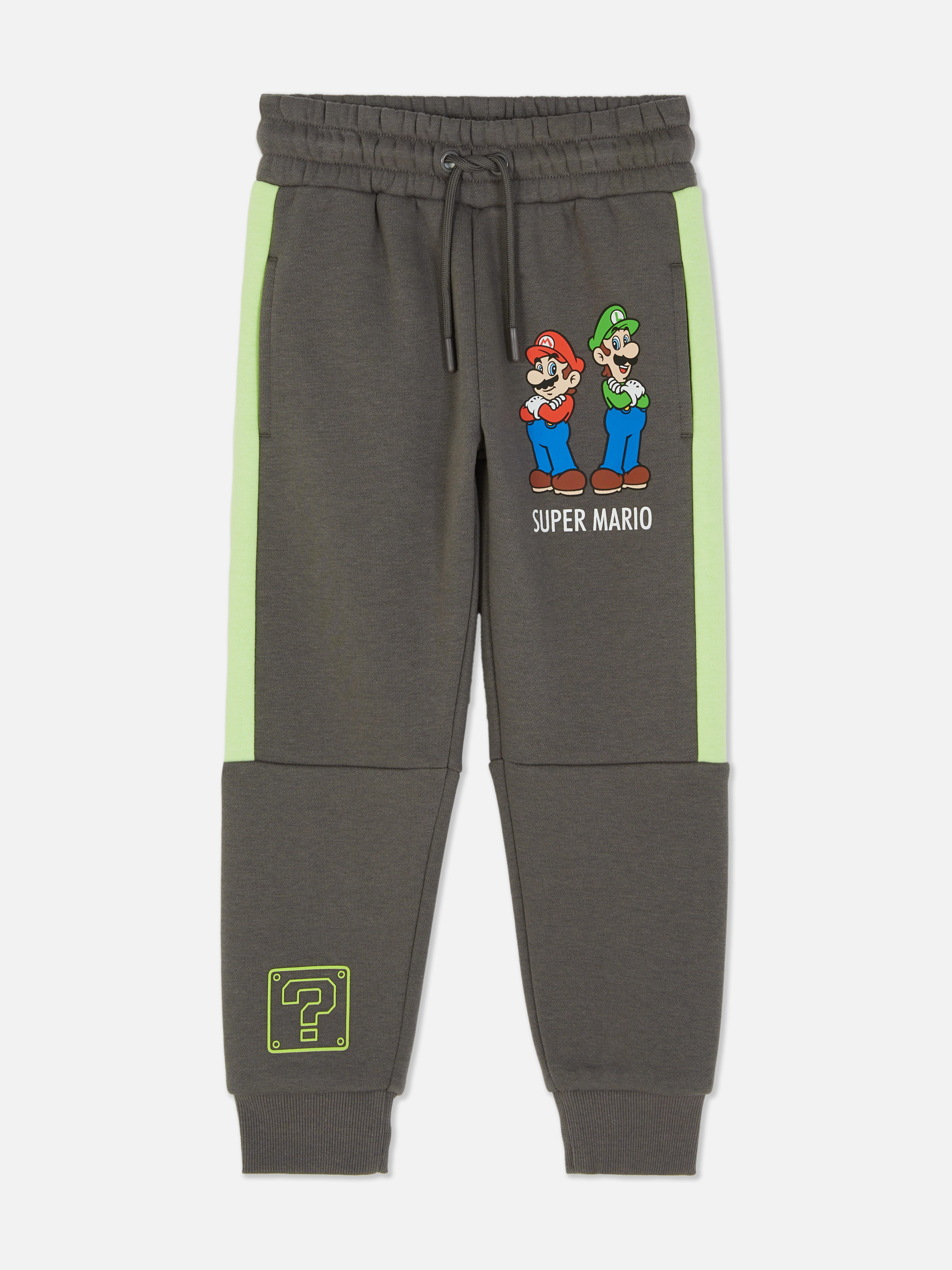 Pantaloni de trening asortați cu Super Mario Pantaloni de trening cu design Super Mario, șnur de strângere, buzunare și manșete la gleznă